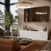 TV spintelė Cama Meble LIVERTI 2000x420x480 mm, balta, medžio drožlių plokštės viršus