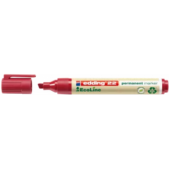 Permanentinis žymeklis Edding 22 EcoLine Chisel tip Raudonas