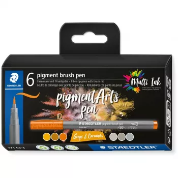 Brush Pen rinkinys Staedtler Pigment Arts Greys & Caramels 6 vnt.