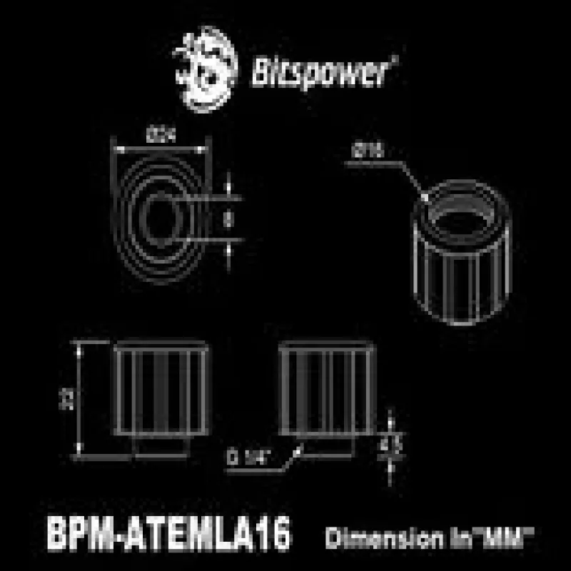 Vandens aušinimo daugialypė jungtis BitsPower Artemis Advanced Multi-Link 16 mm skersmens matinė juoda