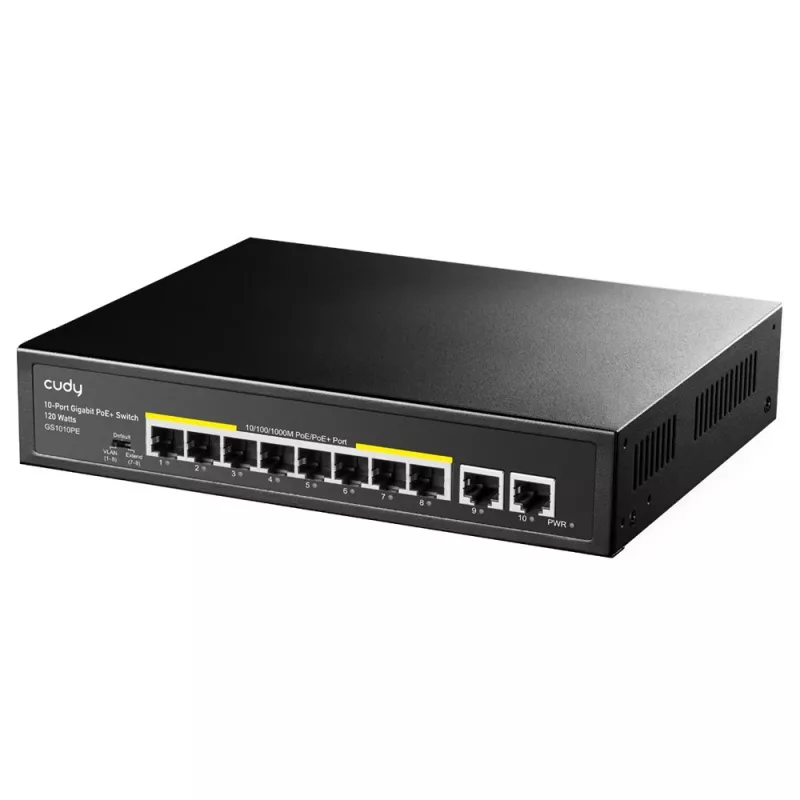 Cudy GS1010PE tinklo jungiklis Gigabit Ethernet 10 prievadų PoE juodas