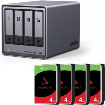 NAS korpusas UGREEN DXP4800 Plus su 16TB (4×4TB) SATA diskais, 4 lizdai, RAID paruoštas