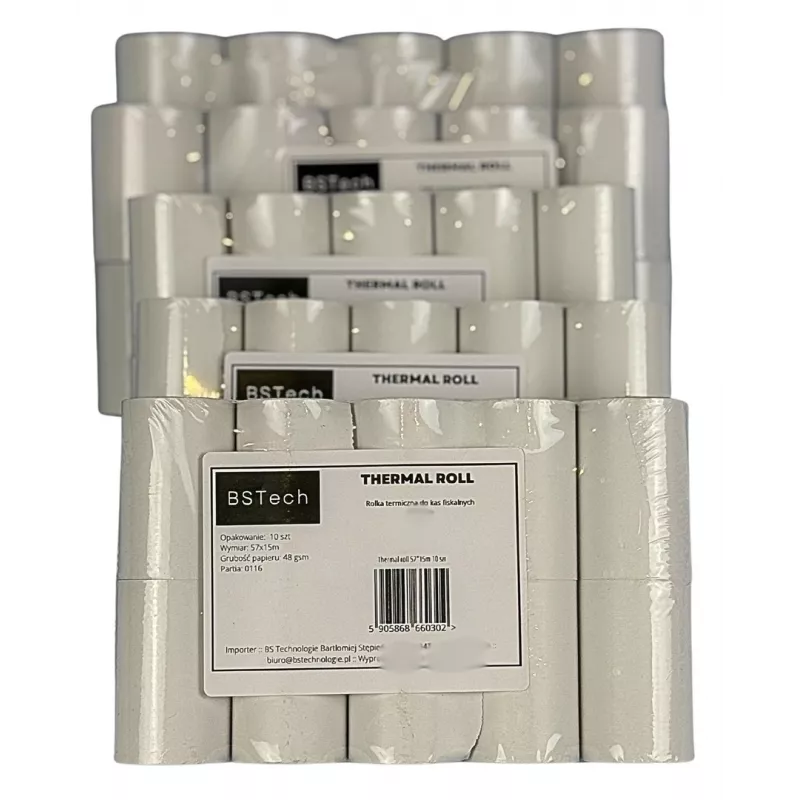 BSTech termo popieriaus ritinėlis kasos aparatams fiskaliniams 57x15m 10 vnt.