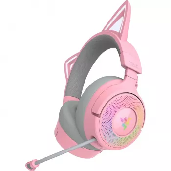 Ausinės Razer Kraken Kitty V3 Pro - Quartz, laidinės ir belaidės, USB Type-A, Bluetooth, Rožinės