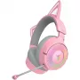 Ausinės Razer Kraken Kitty V3 Pro - Quartz, laidinės ir belaidės, USB Type-A, Bluetooth, Rožinės
