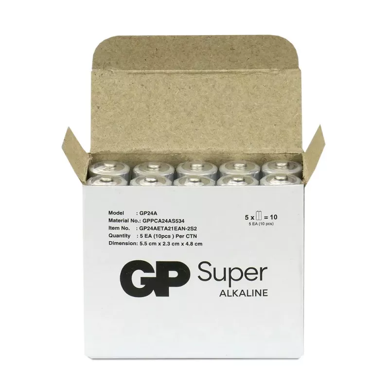 Šarminės AAA baterijos GP Battery SUPER 1,5V – pakuotė po 10 vnt.