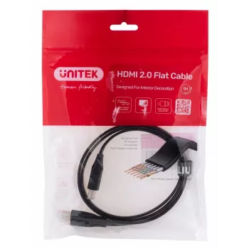 UNITEK 2.0 4K60Hz plokščias 1 m C11063BK-1M HDMI laidas 1 m HDMI A tipo (standartinis) juodas