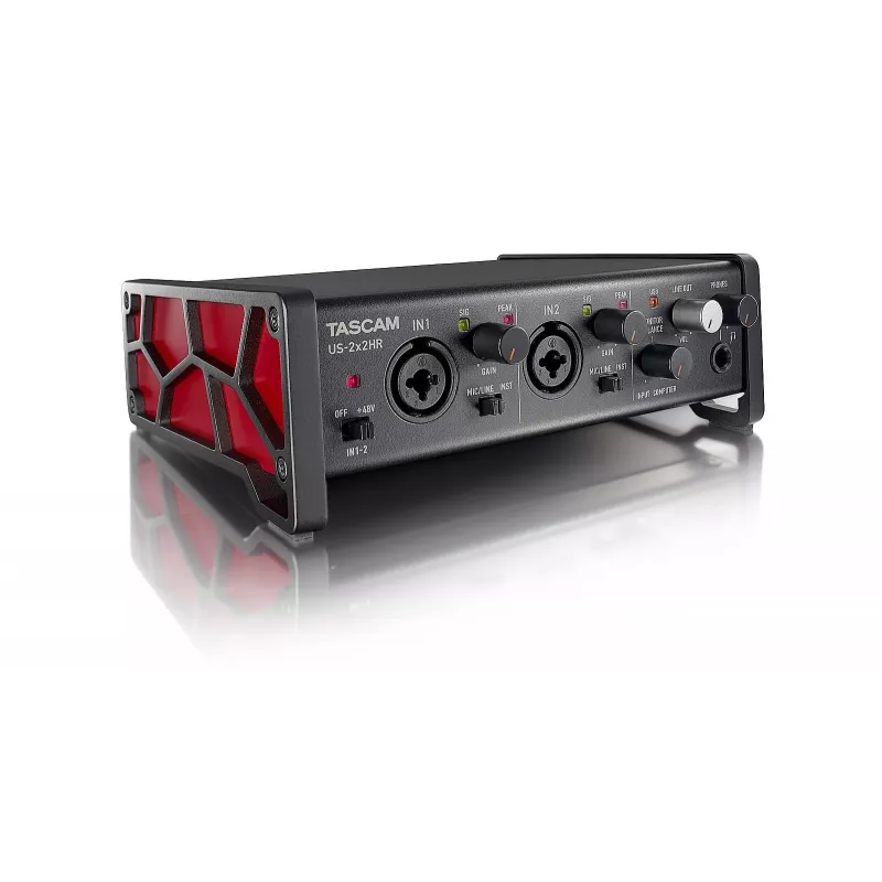 Garso sąsaja Tascam US-2X2HR, 2 x XLR/combo įėjimai, 192 kHz, USB 2.0, MIDI In/Out, stalinė, juoda