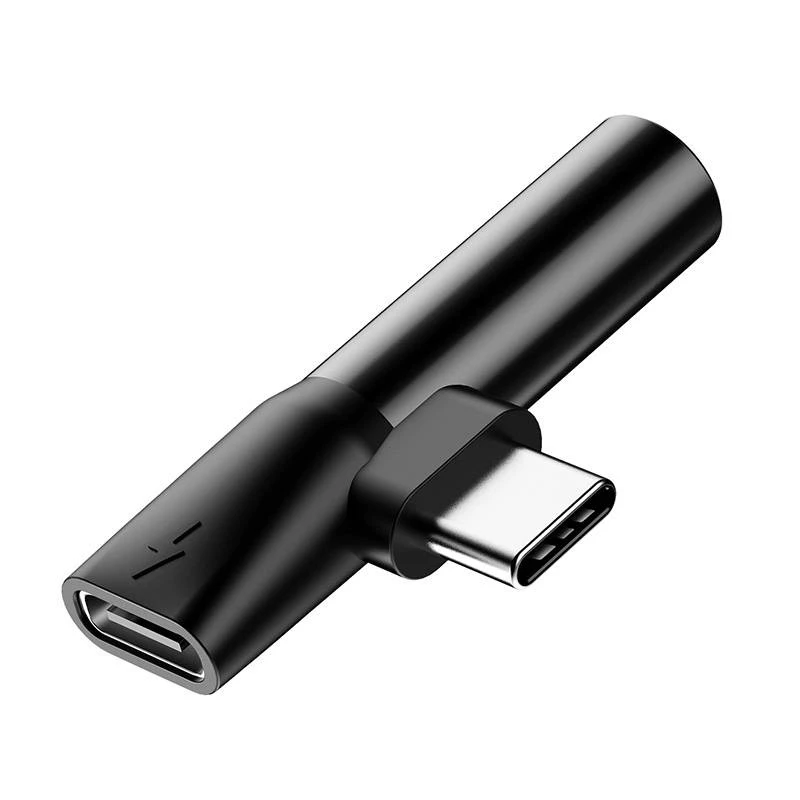Baseus garso adapteris USB-C į Mini Jack 3,5 mm + USB-C (juodas)
