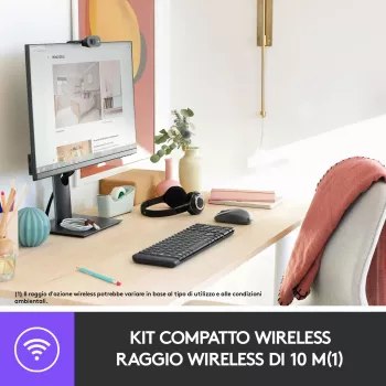 Logitech Wireless Combo MK220 - belaidis klaviatūros ir pelės rinkinys - 2,4 GHz - itališkas išdėstymas - tamsiai pilka (920-003721)