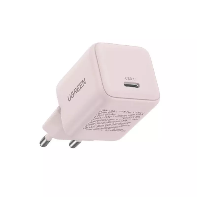 Maitinimo adapteris UGREEN X512 20W USB-C PD greitas įkrovimas, rožinė, 100–240V įėjimas, 1× USB-C