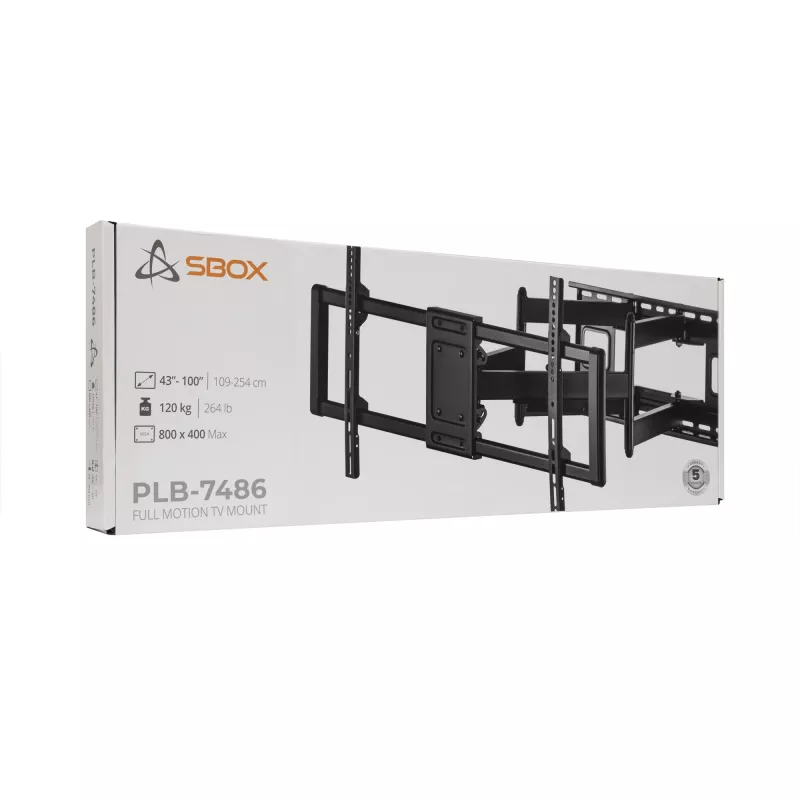 Sieninis laikiklis SBOX PLB-7486 monitoriams 43–100 kg, plokštė 800×400 mm