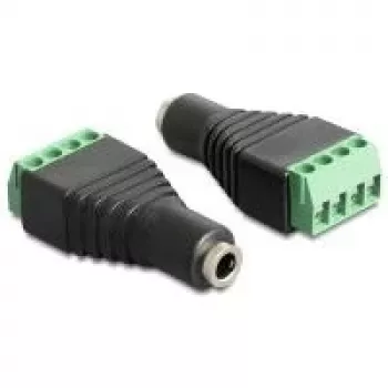 Adapteris iš 3,5 mm 4 kontaktų lizdo į gnybtų bloką DeLOCK 65457 juodas/žalias