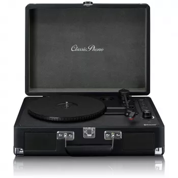 Patefono grotuvas su diržine pavara Lenco TT-115 Juodas – nešiojamas lagamininis patefonas, Bluetooth 5.0, USB įrašymas, 33/45/78 aps./min.