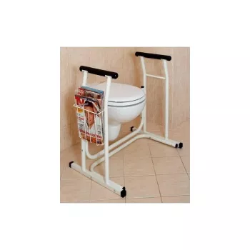 Tualeto sėdynė SUNDO 15800 su laikraščio laikikliu, plieniniu rėmu, neslidi, 114 kg maks., 485×665×755 mm