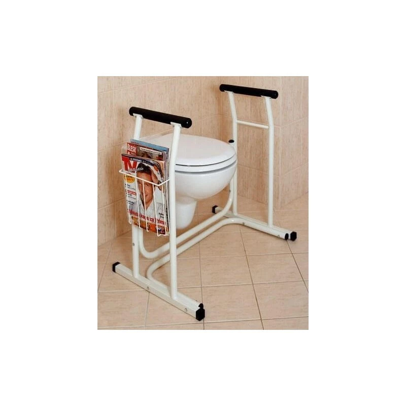 Tualeto sėdynė SUNDO 15800 su laikraščio laikikliu, plieniniu rėmu, neslidi, 114 kg maks., 485×665×755 mm