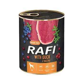 DOLINA NOTECI Rafi Dog drėgnas maistas šunims su antiena, mėlynėmis ir spanguolėmis, 800 g