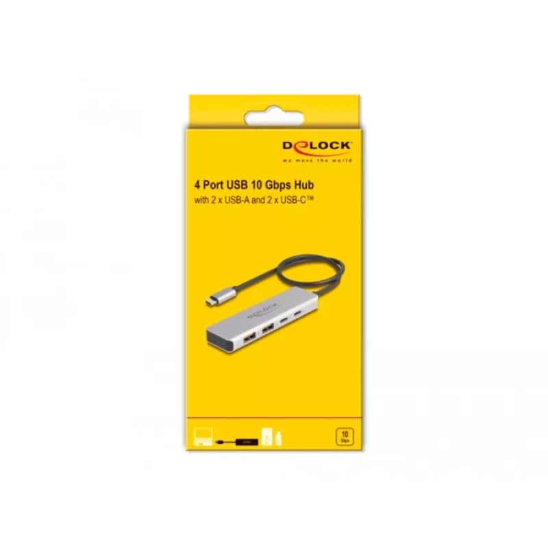 DeLOCK USB šakotuvas USB Type-C 10 Gbps 2x Type-A 2x Type-C 35 cm laidas