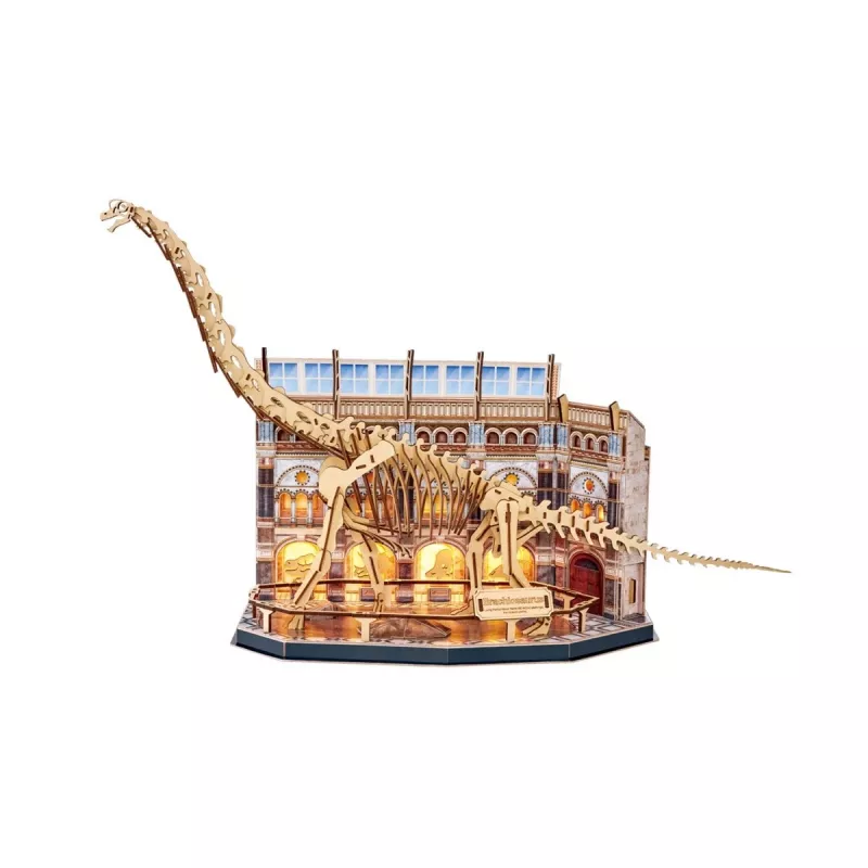 3D LED Dėlionė Dante CubicFun NatMus Brachiosaurus 05447 – edukacinis modelis su LED šviesa