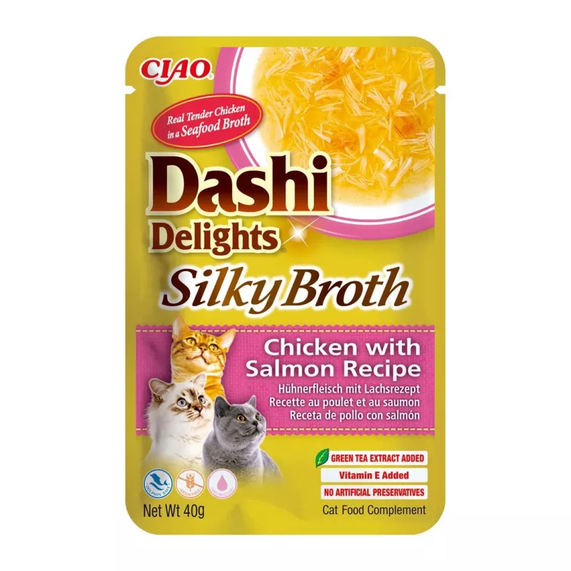 INABA CAT Dashi Delights Silky Broth Chicken with Salmon - katės skanėstas - 40g