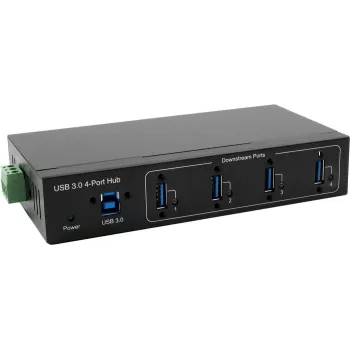 USB 3.2 šakotuvas Exsys EX-11224HMVS — 4 prievadų Gen1 su USB kabeliu ir DIN bėgelio komplektu
