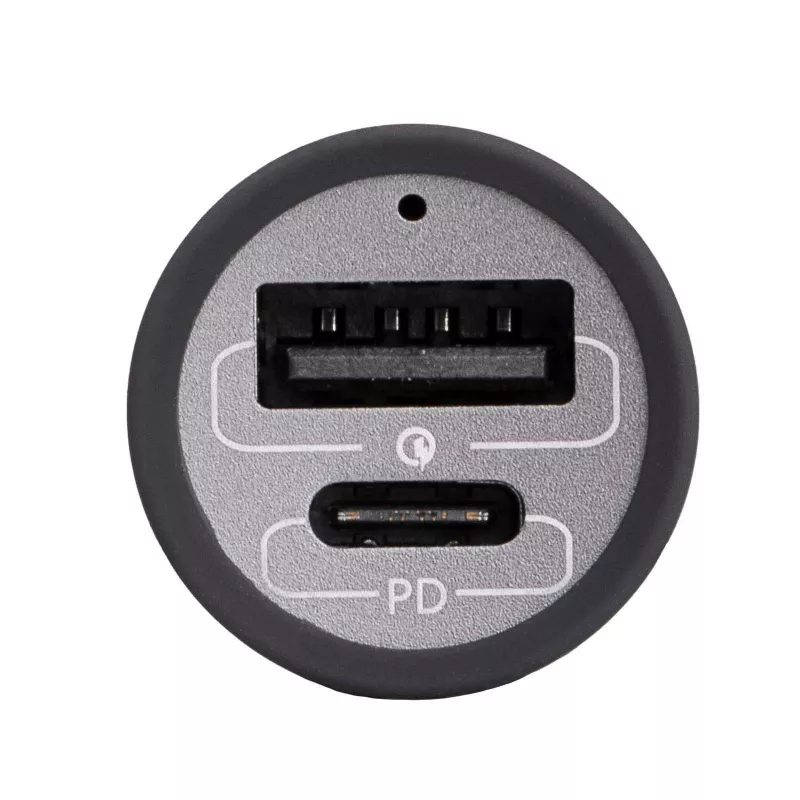 Akyga AK-CH-26 GaN automobilinis įkroviklis 12/24 V, 100 W, USB-C PD 3.0 + USB-A QC 3.0, pilkas