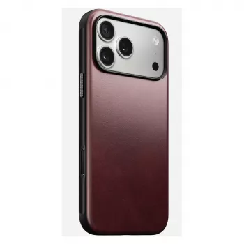 Odiniu dangteliu dėklas Nomad Modern, skirtas iPhone 17 Pro Max (6,9 colio) — Burgundijos spalvos, oda+TPU+PC