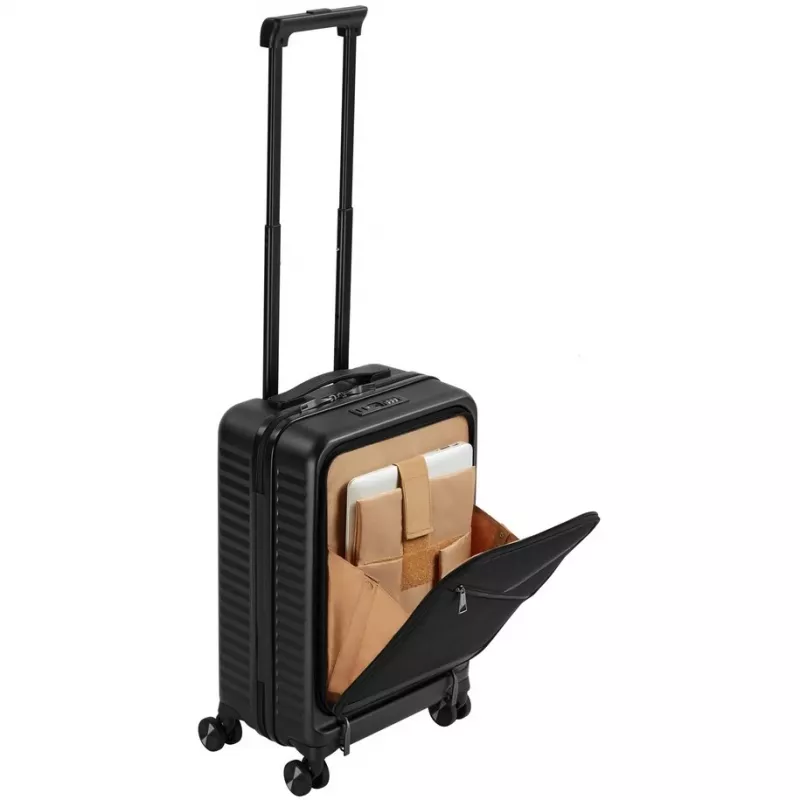 Kabininis lagaminas Rivacase Clark ECO 8181 – kompaktiškas rankinis bagažas, juodas