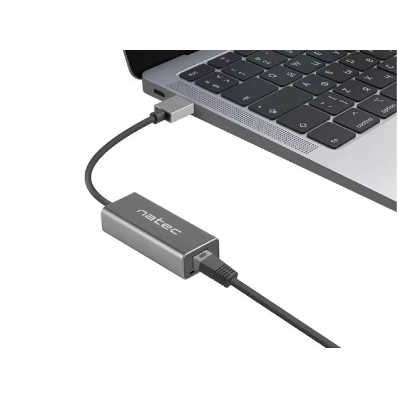 USB centras NATEC Cricket USB 3.2 Gen 1 Type-A su RJ-45 Ethernet 1000 Mbit/s, aliuminio korpusas, juoda
