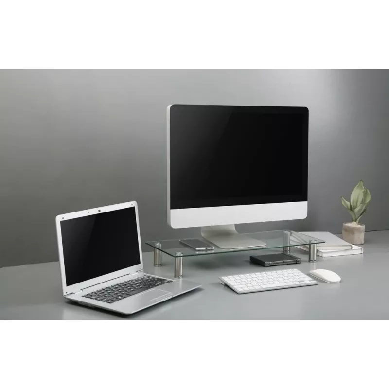 GEMBIRD MS-TABLE-GM-01 stiklinis monitoriaus stovas, juodas, 580×210×90 mm, iki 20 kg