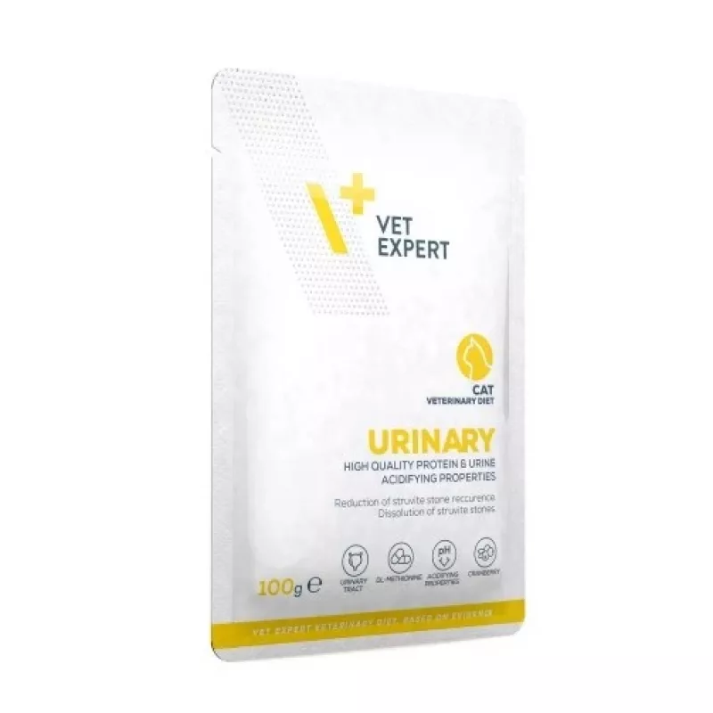 Šlapias veterinarinis ėdalas katėms VETEXPERT Urinary, paukštiena, pakelis 100 g, suaugusioms, be cukraus ir konservantų
