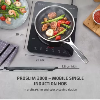 Caso ProSlim 2000 2236 Mobilioji indukcinė kaitlentė, stiklas, jutiklinis valdymas, juoda