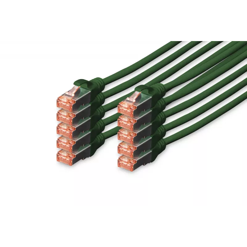 DIGITUS CAT6 S/FTP tinklo kabelis, 0,25 m, žalias, 10 vnt. rinkinys