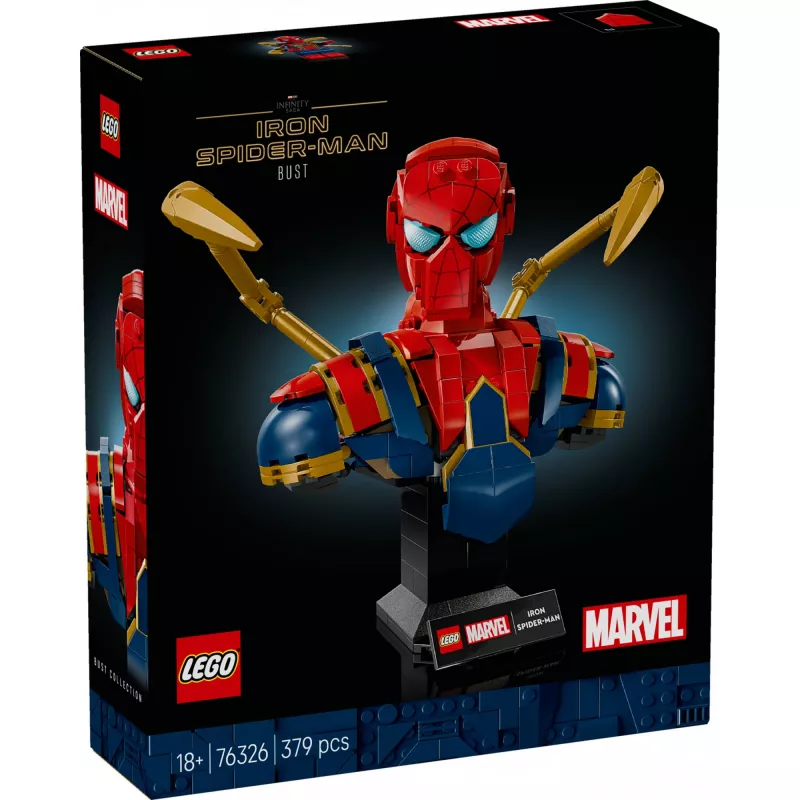 LEGO Marvel kolekcinė biustinė figūra Geležinis Žmogus-Voras 76326, 379 dalių, 18+ demonstracinis modelis, 170×200×110 mm