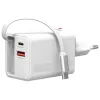 Greitasis USB-C/USB-A sieninis įkroviklis 4smarts 541065 – universalus AC 100–240V, maks. 20V, 0,7 m laidas, baltas