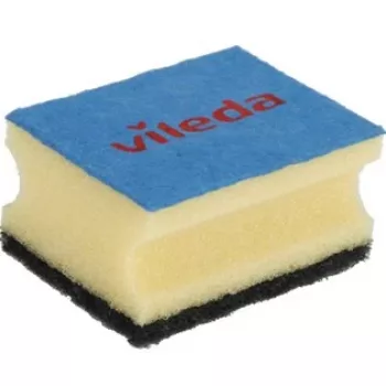 Kempinė VILEDA stačiakampė pluoštinė, rankų plovimui, geltona/juoda/mėlyna, 3 vnt. pakuotė
