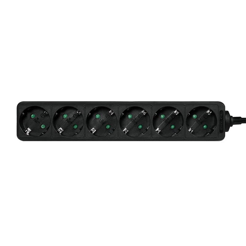 Prailginimo laidas LogiLink LPS238B 1,5 m 6 lizdų juodas