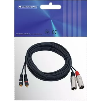 Omnitronic 3022522E Garso kabelis 6 m 2 x XLR (3 kontaktų) 2 x RCA Juodas (3022522E)