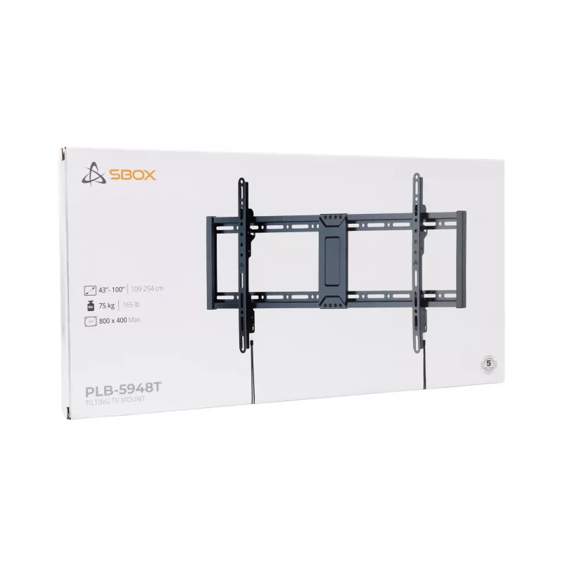 Sieninis TV laikiklis SBOX PLB-5948T-2, 43–90 colių, 70 kg, VESA iki 800×400