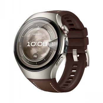 Išmanusis laikrodis HUAWEI WATCH 5 Classic 46 mm, sidabrinis korpusas, ruda juosta