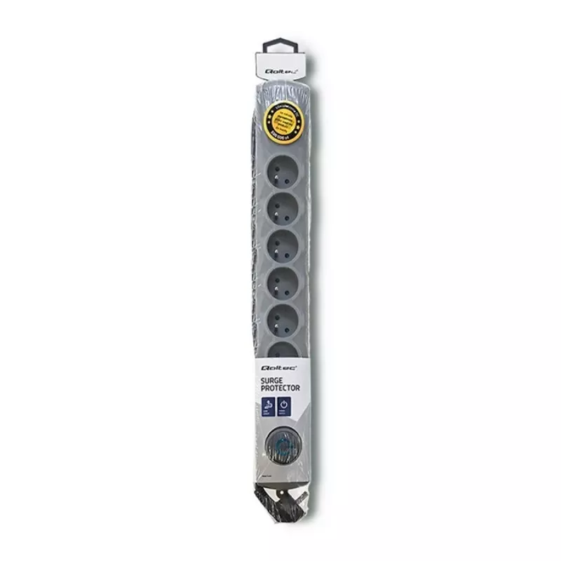 Qoltec 50168 apsauginis filtras su 8 lizdais, 3 m, pilkas