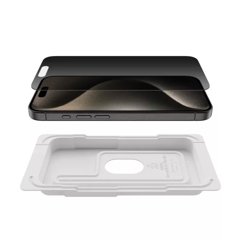 Apsauginis stiklas Belkin OVA169HQ iPhone 16 Pro privatumui, antibakterinis, atsparus smūgiams