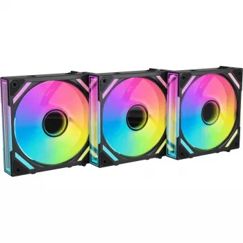 ALPENFÖHN Wing Boost 4 120mm ARGB PWM korpuso ventiliatoriai – 3 vnt. komplektas, juodi
