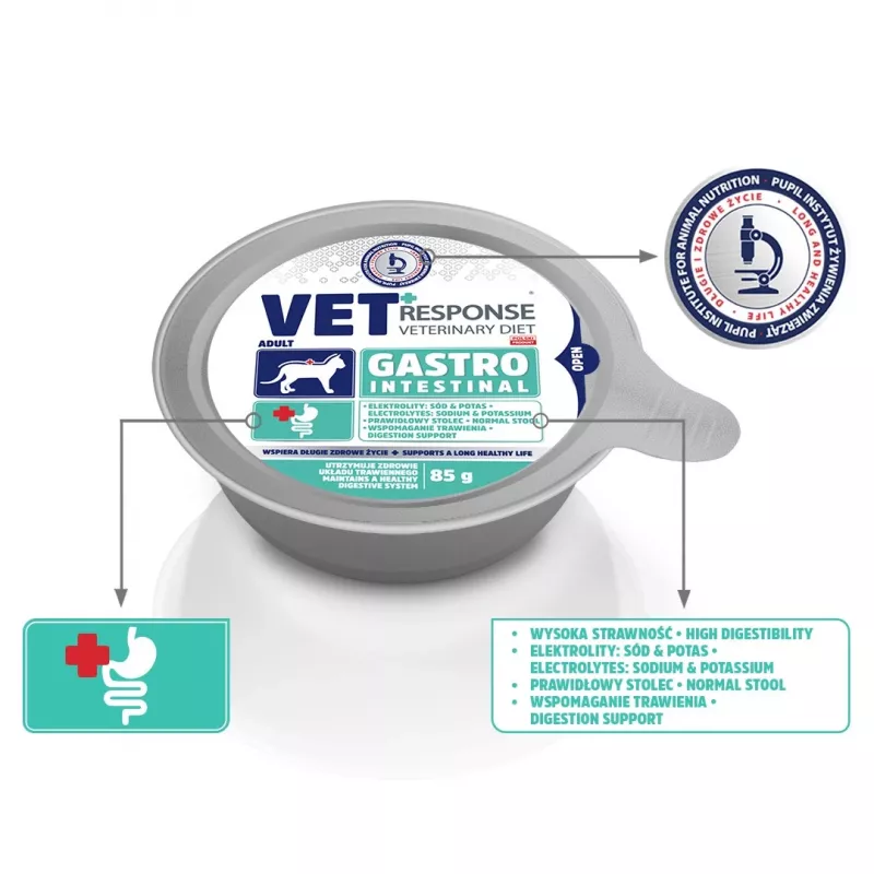 VET RESPONSE Gastrointestinal šlapias kačių ėdalas 4x85g