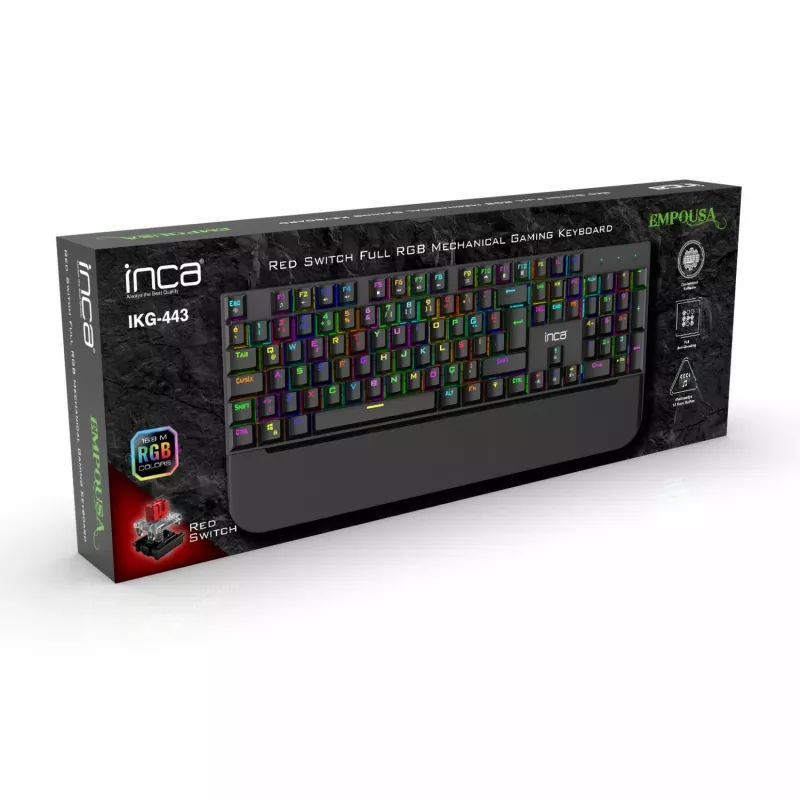 Incase Gaming Keyboard IKG-443 mechaninė klaviatūra su RGB apšvietimu, vokiškas išdėstymas