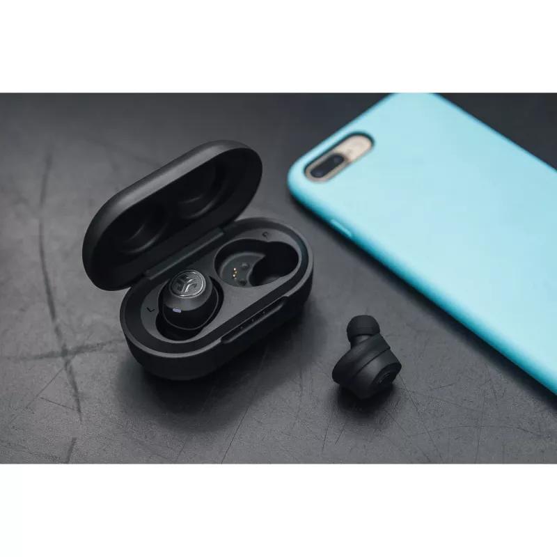 JLab JBuds Air Tikri belaidžiai ausinės į ausis USB Type-A Bluetooth Juodos (IEUEBJBUDSAIRRBLK82)