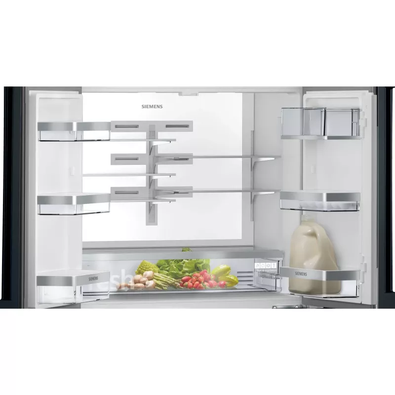 Šaldytuvas šaldiklis Siemens KF96RSBEA, šone prie šono, laisvai pastatomas, 572 L, juodas