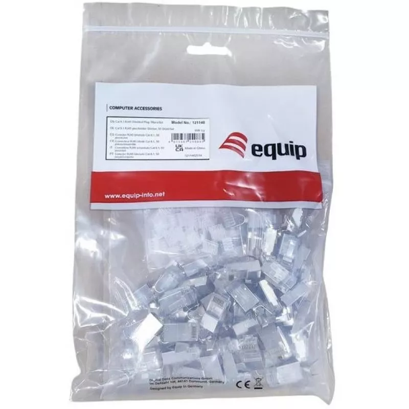 Ekranuotas RJ45 kištukas EQUIP Cat 8.1, vyriškas, sidabrinis, 50 vnt., 11,7×22,5 mm, 3,7 g