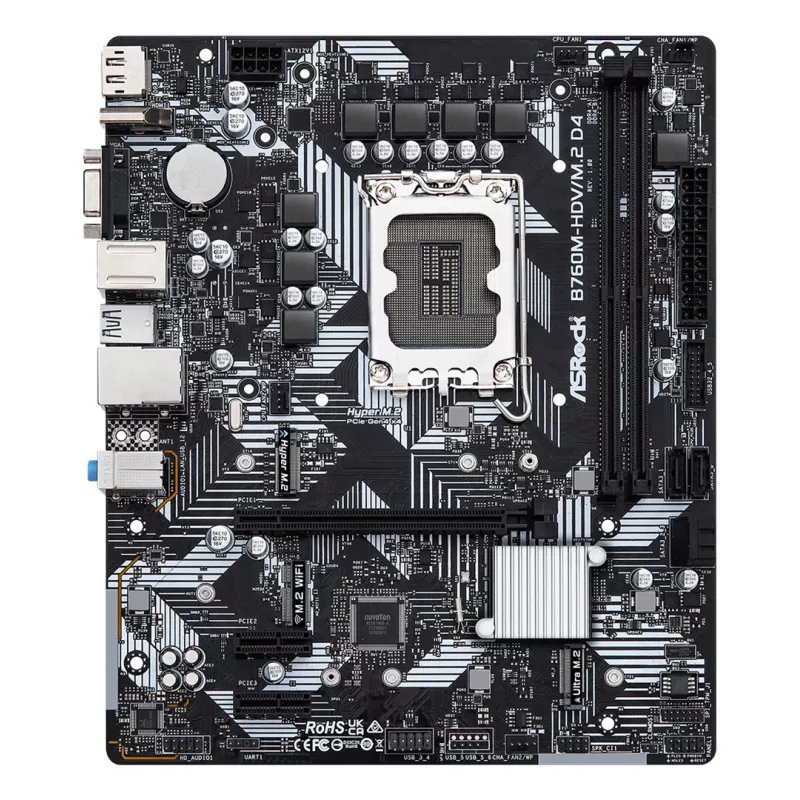 ASRock B760M-HDV/M.2 D4 pagrindinė plokštė, LGA 1700, DDR4, Micro-ATX