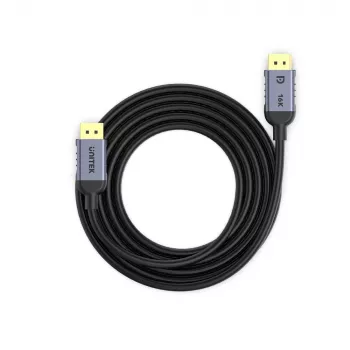 DisplayPort kabelis Unitek C1626GY01-1.5M — 1,5 m, DisplayPort 2.1, Kištukas-Kištukas, 360 Hz, 15360×8640, Pilka